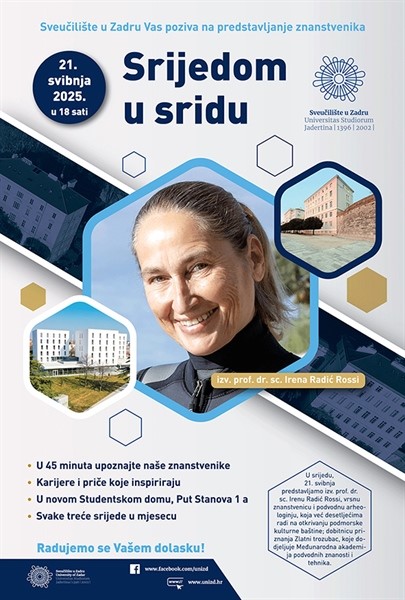 U ciklusu "Srijedom u sridu" Sveučilište u Zadru predstavlja izv. prof. dr. sc. Irenu Radić Rossi
